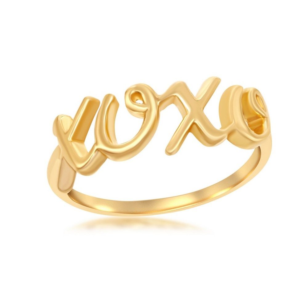 Sterling Silver Gold Plated XOXO Ring